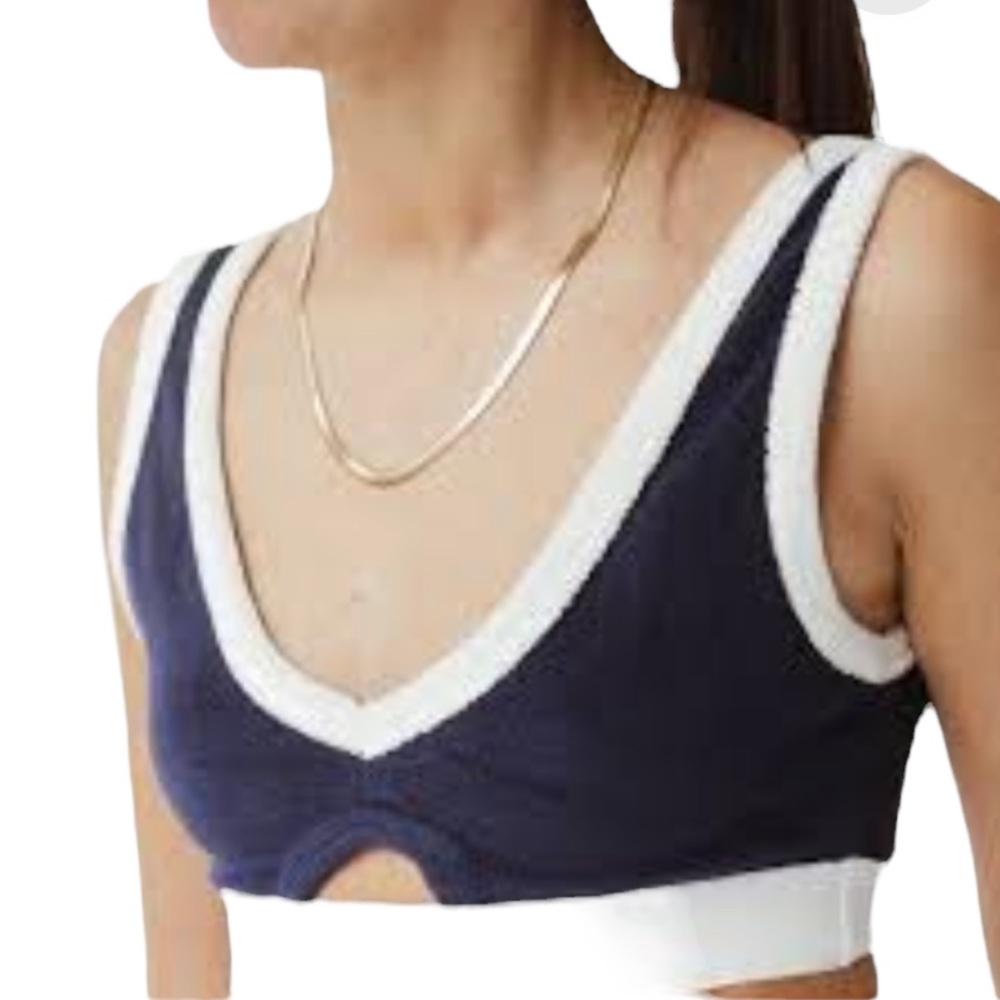 ZARA navy blue cut out terrycloth bralette crop top size small